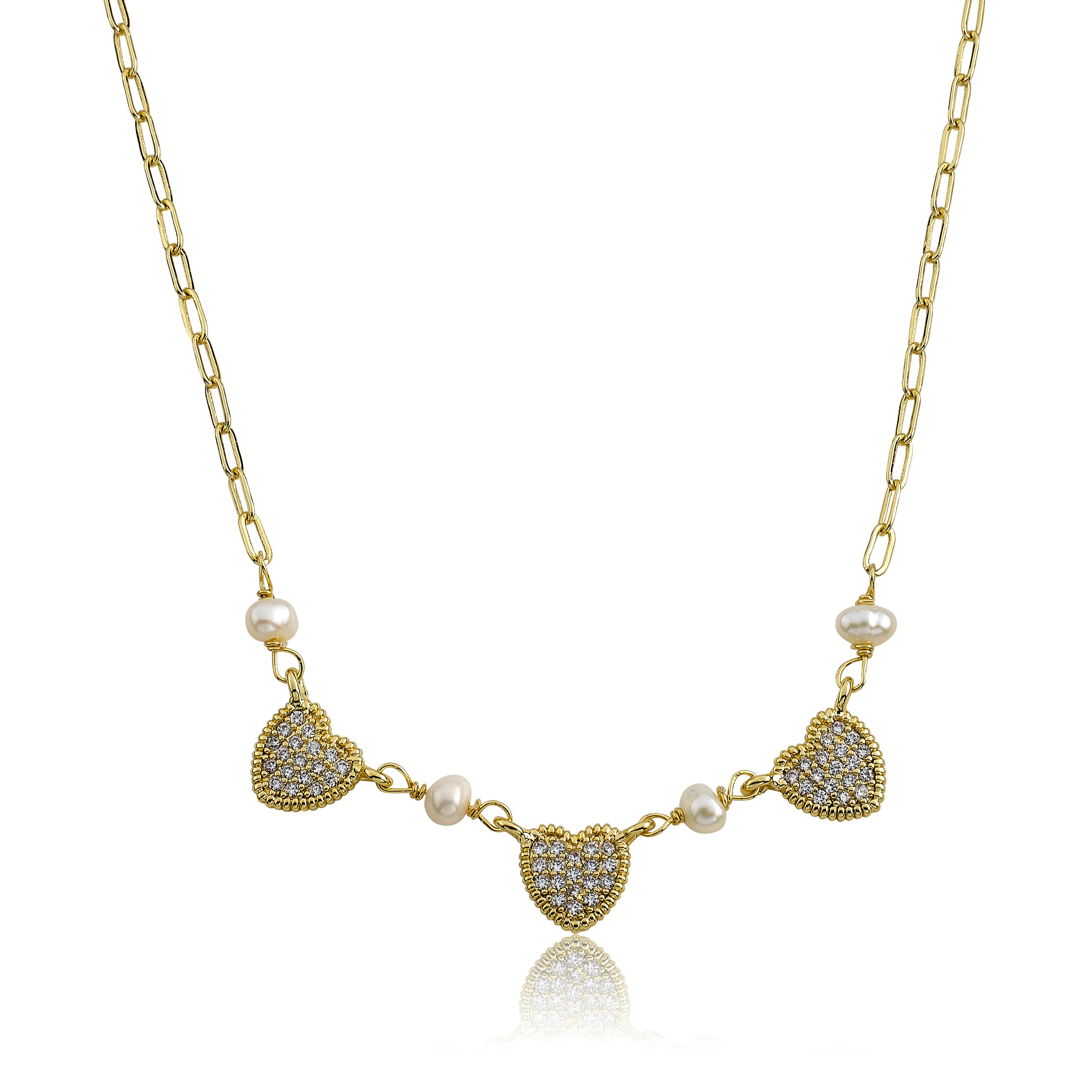 Micro Pave Heart Necklace - Gold