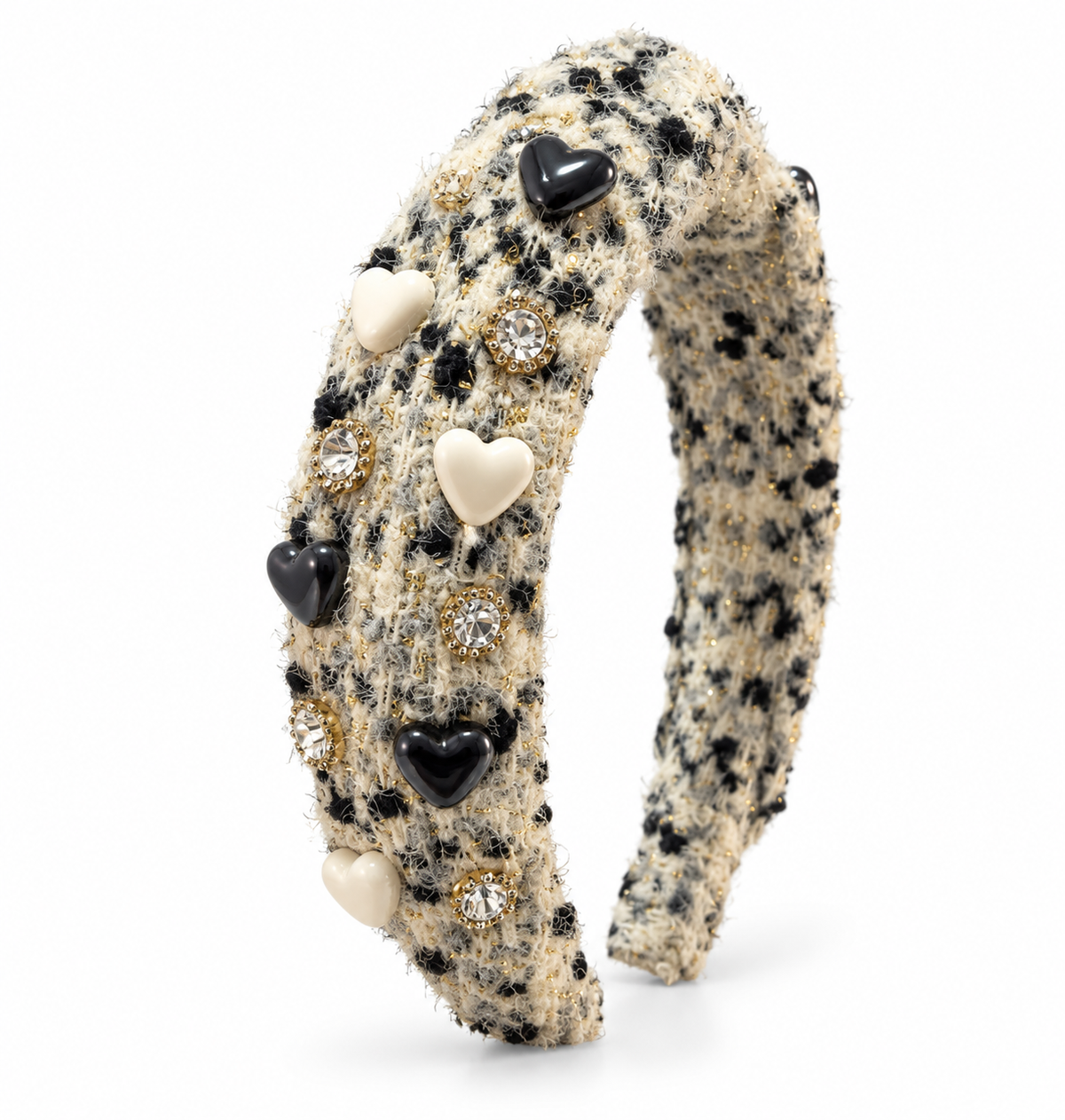 Tweed Black Hearts Headband