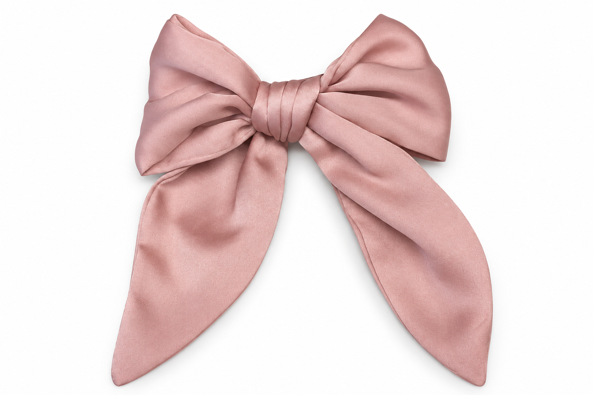 Blush Satin Long Tail Bow