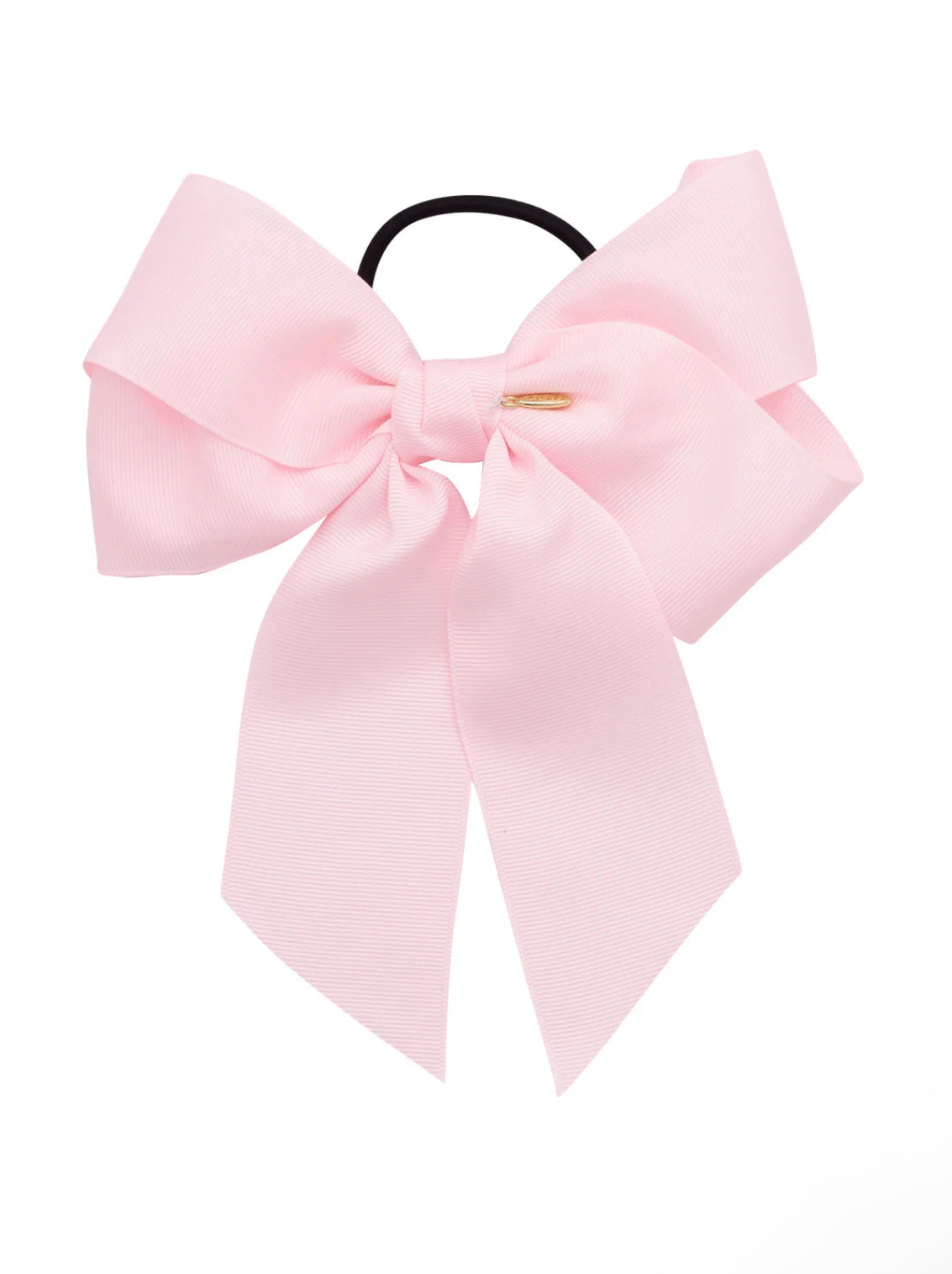 Oversized Bow Pony/Clip - Powder Pink Grosgrain