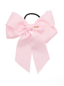 Oversized Bow Pony/Clip - Powder Pink Grosgrain