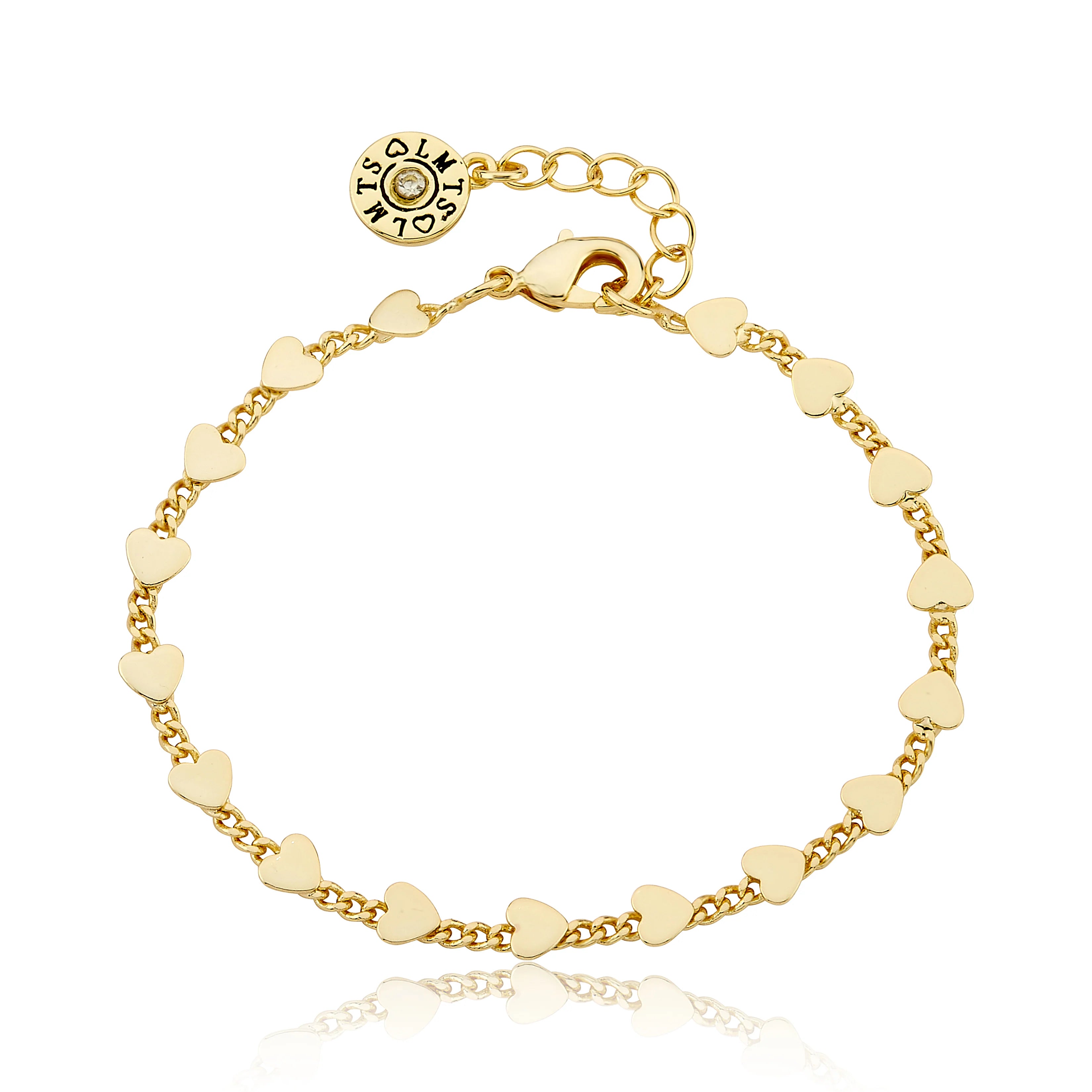 Gold Plated Hearts On Link Bracelet