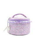 Floral Quilted Round Train Case With Lace