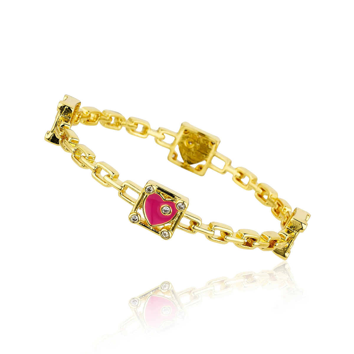 Enamel Heart Link Bangle