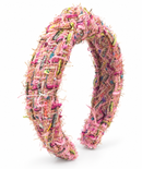 Hot Pink Tweed & Crystals Headband