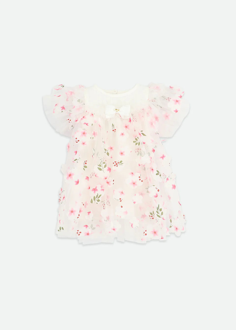 Marlowe Petal Tulle Baby Dress Snowdrop/Pink