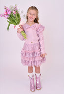 Carina Sequin Lace Bow Set - Vintage Rose