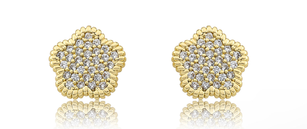 Micro Pave Flower Earrings