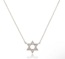 Rhodium Plated Star Of David Chain Necklace