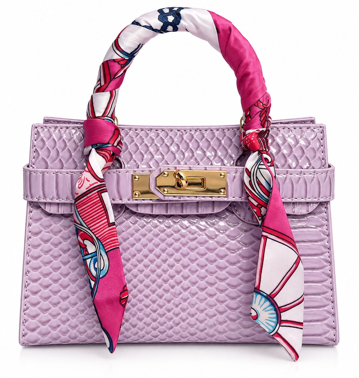 Crocodile Scarf Handbag - Lavender
