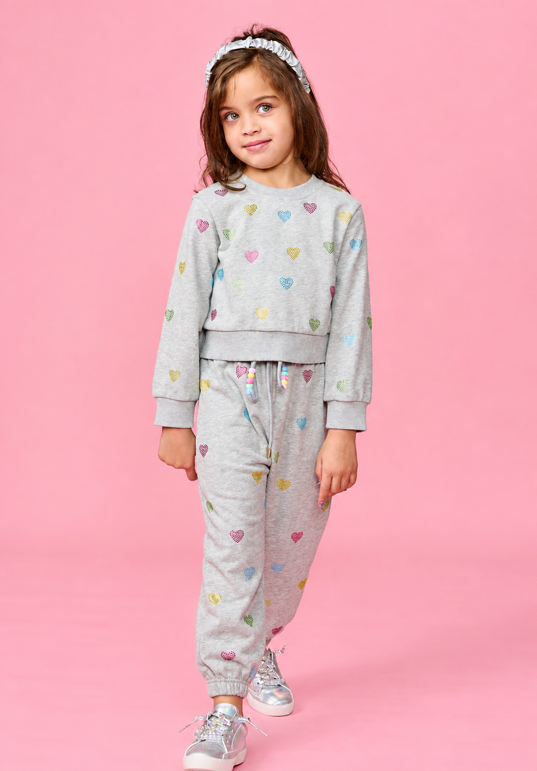 Noor Crystal Hearts Sweatshirt Set