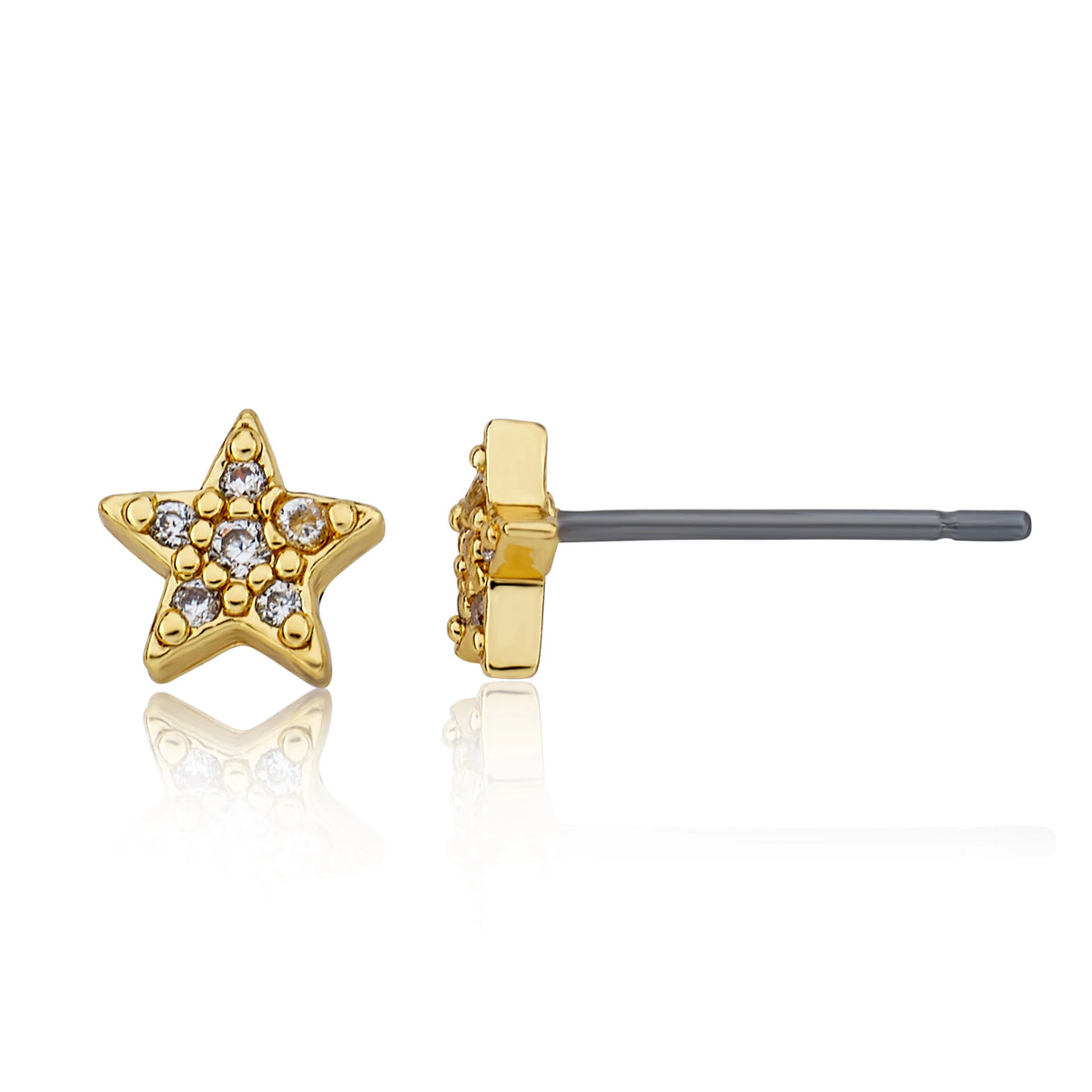 CZ Filled Star Stud Earring Gold
