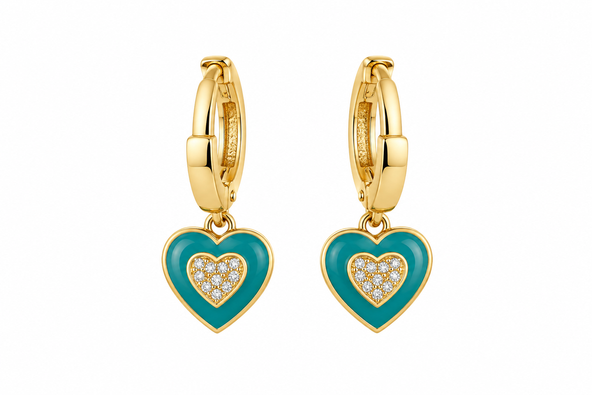 Aqua Hearts Earrings