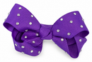 Mini Grosgrain Rhinestone Bow - Purple