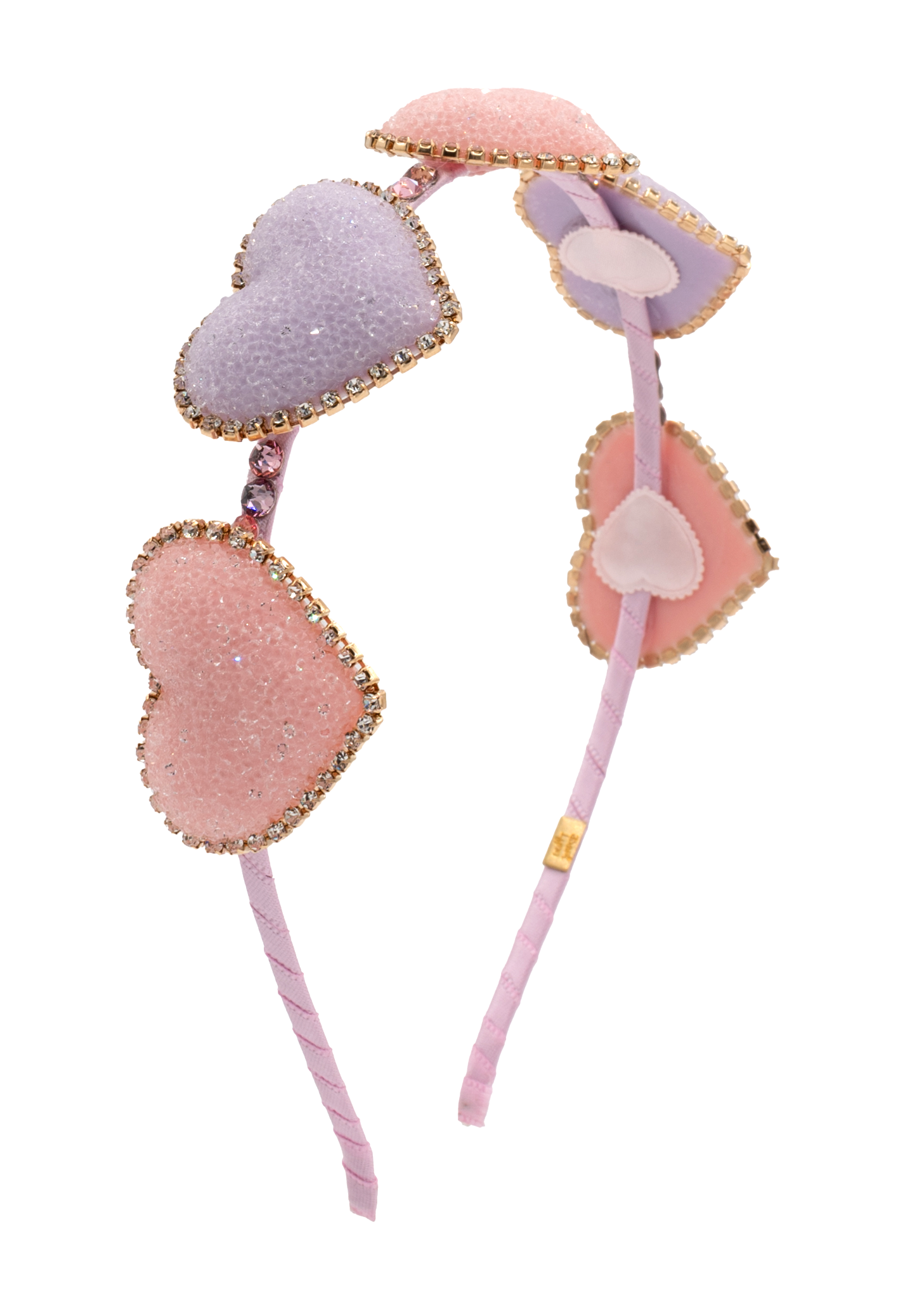 Glitter Heart Headband - Pink & Lila