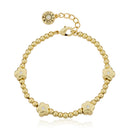 Gold Plated Bead & Cz Center Flowers Bracelet