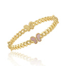 Link Accented Pink Butterflies Bangle