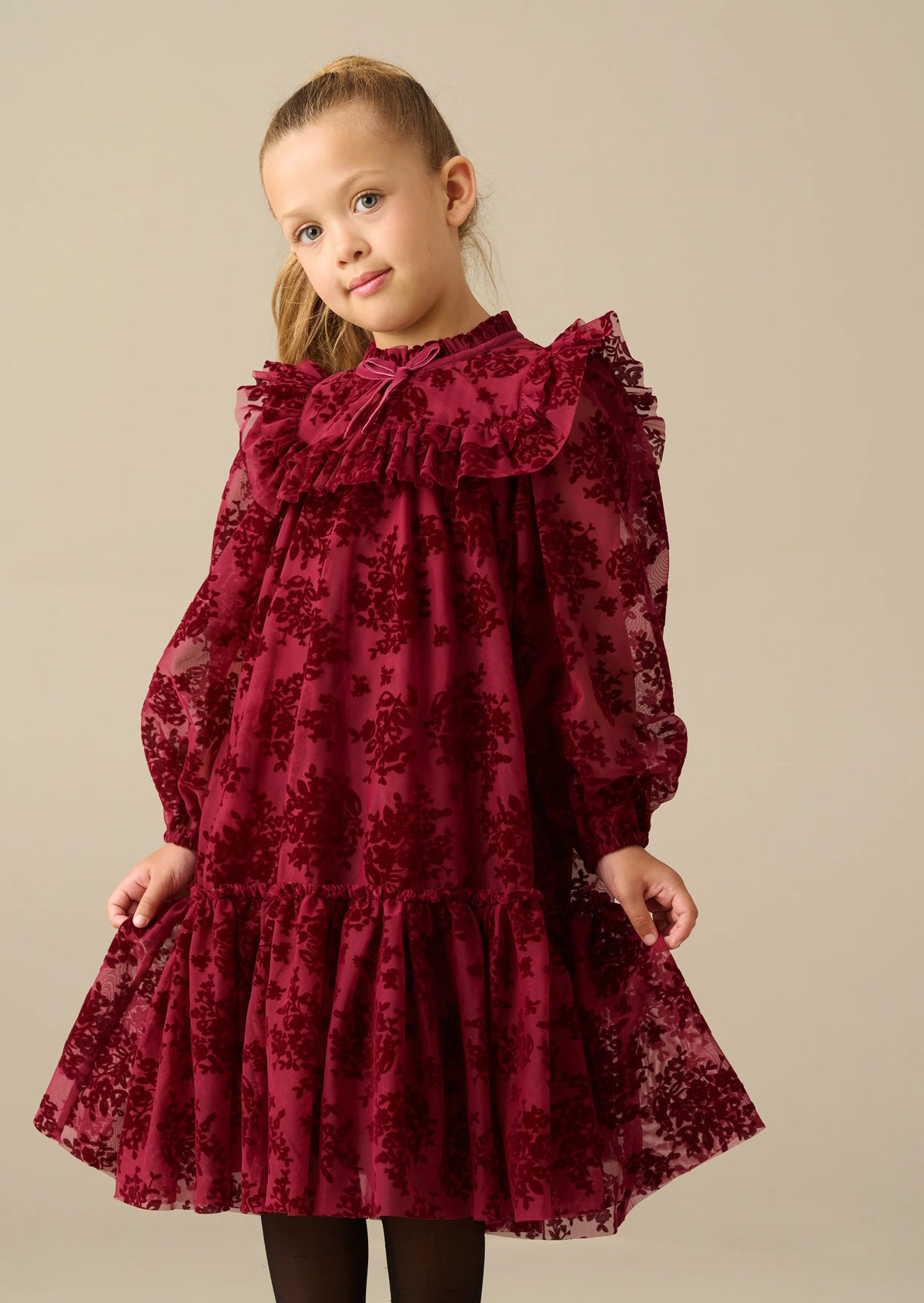 Nova Flocked Mesh Dress