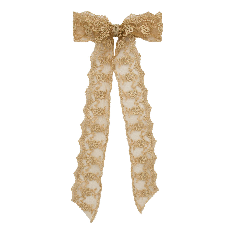 Lace Long Bow Clip - Gold