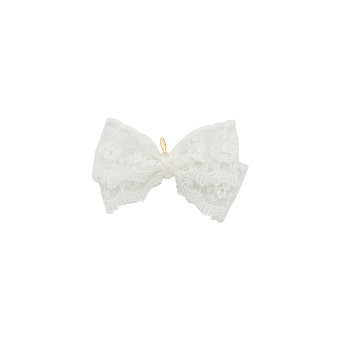 Lace Bow Clip - White