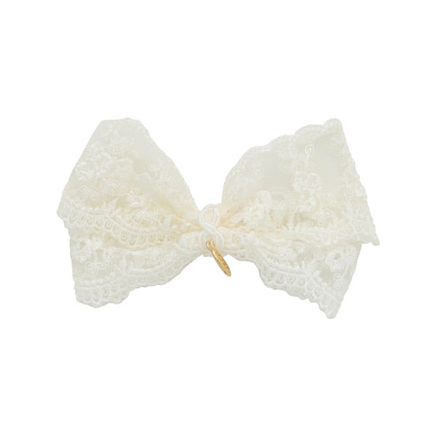 Lace Bow Clip - Ivory