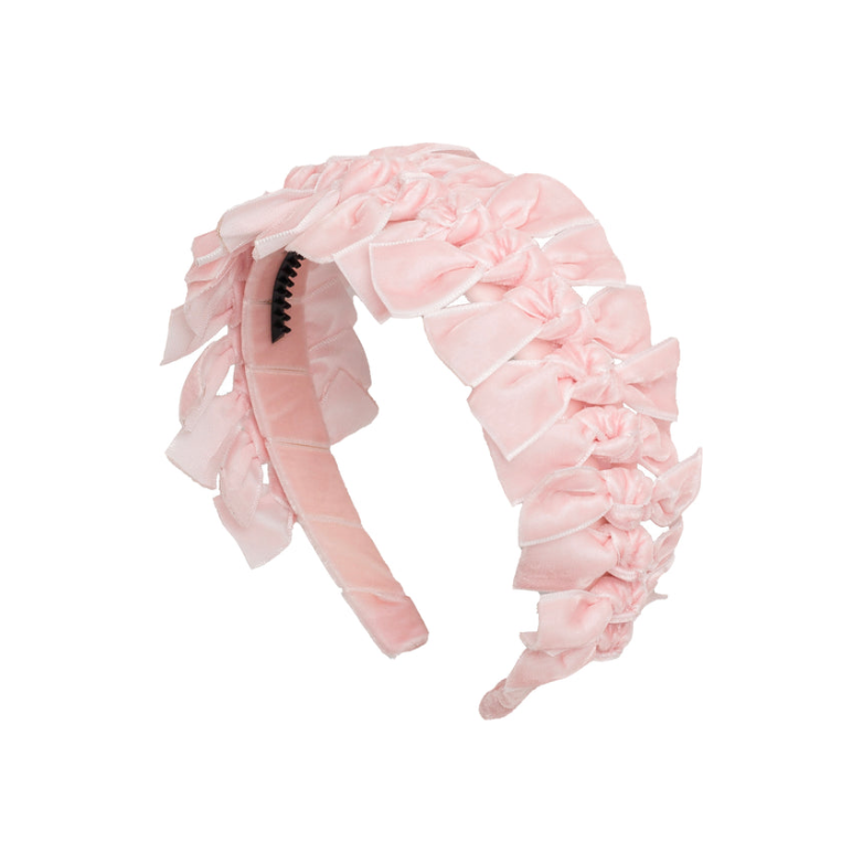 Velvet Ties Ribbon Headband - Light Pink