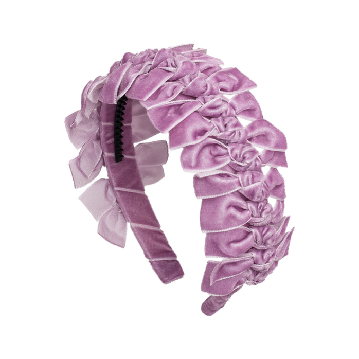 Velvet Ties Ribbon Headband - Lilac Purple