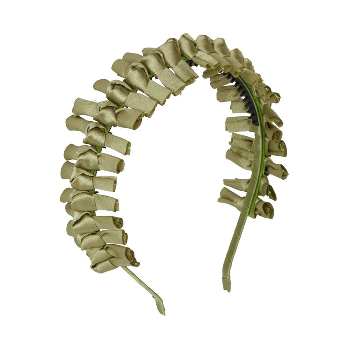 Satin tied Headband - Antique Green