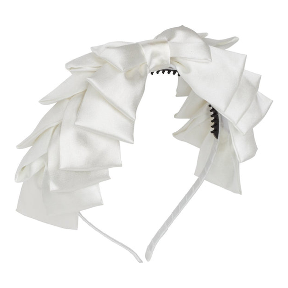 Pleated Ribbon Headband - White
