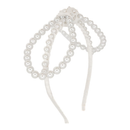 Pearl Bow Thin Headband - White