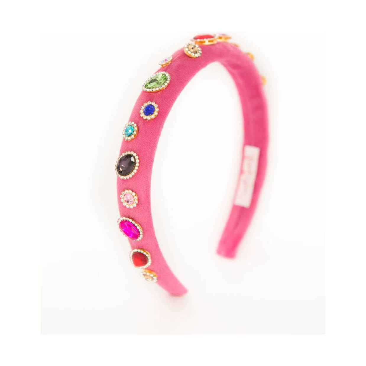 Thin Jeweled Padded Headband - Fuchsia