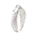 Tulle Jeweled Knot Headband - White