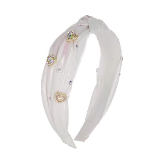 Shimmer 3D Hearts Headband - White