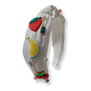 Cotton Headband with Fruit Charms - White