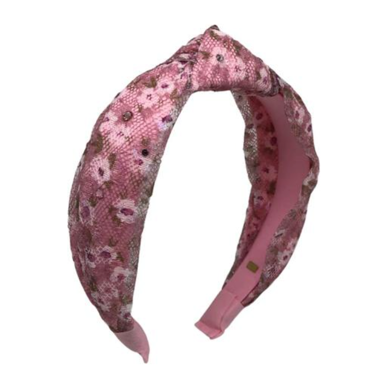 Flower Lace Knot Headband - Light Pink