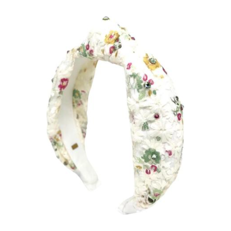Flower Lace Knot Headband - White