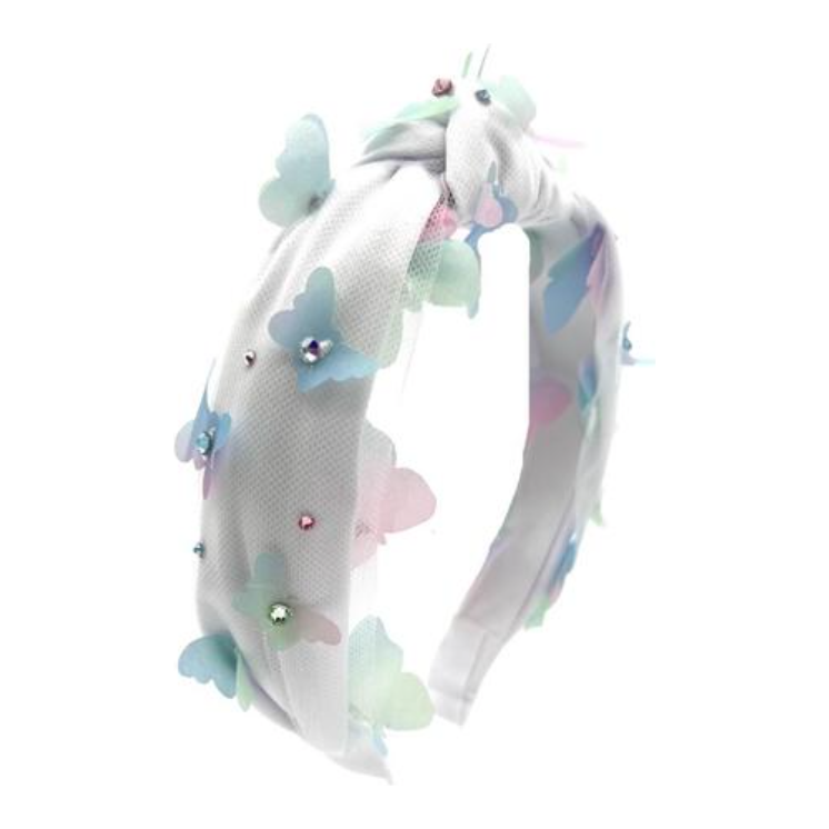 Butterfly Over Knot Headband - White