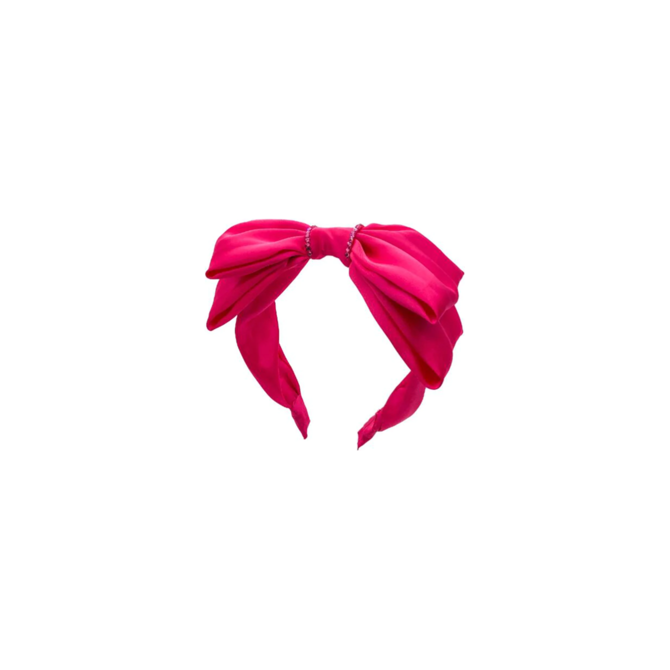 Long Satin Bow with Stones - Fuchsia