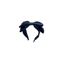 Long Satin Bow with Stones - Navy
