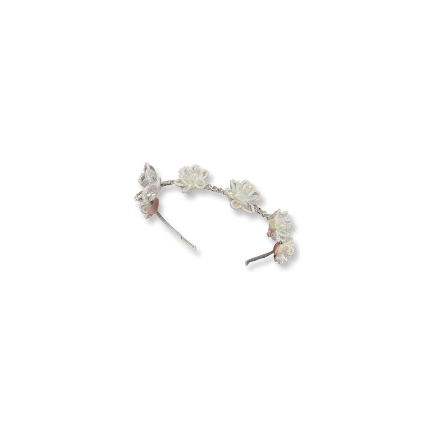 Crystal Beaded Headband -  White