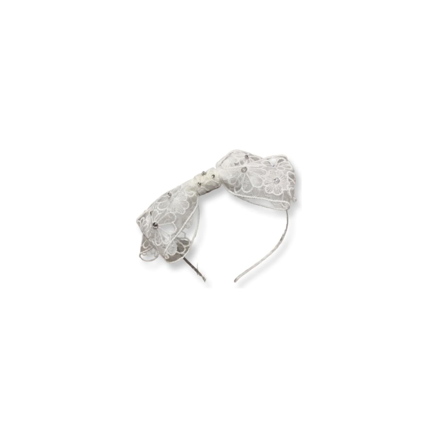 Double Lace Thin Headband - White