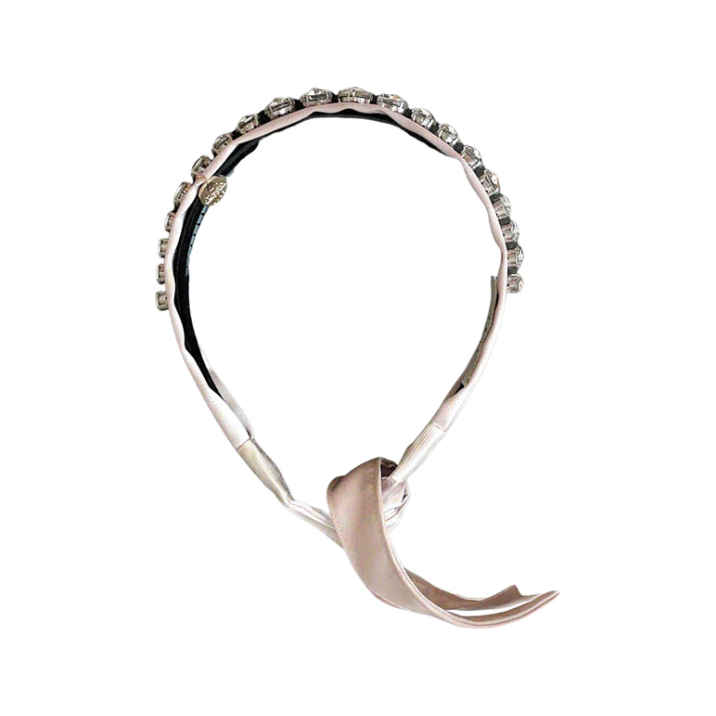 Isabella Embellished Tie Back Headband - Champagne