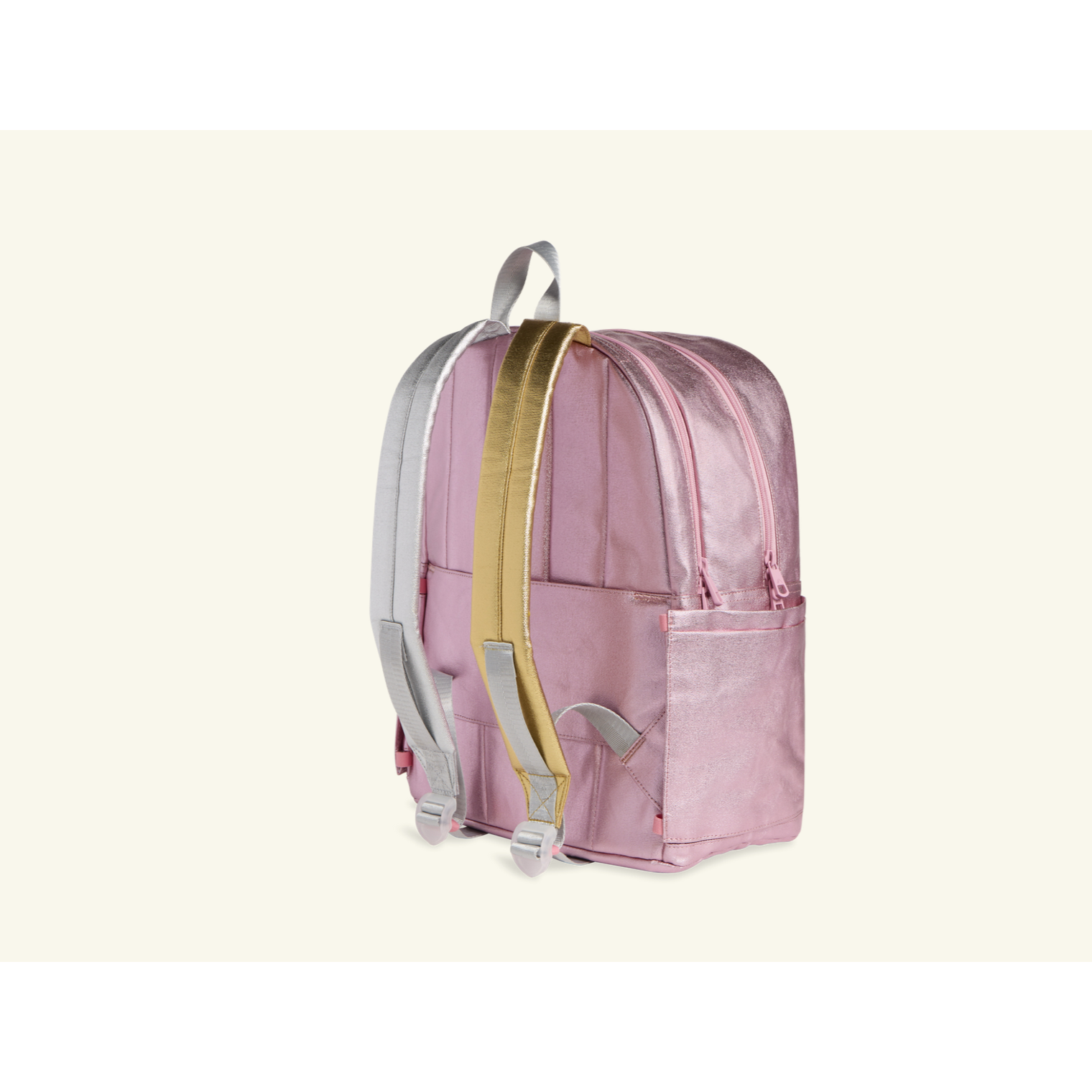 Double Pocket Backpack - Metalic Pink