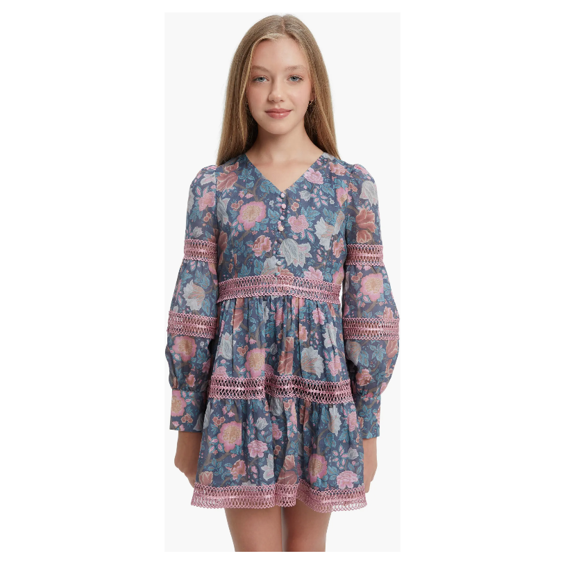 Carmina Floral Long Sleeve Party Dress