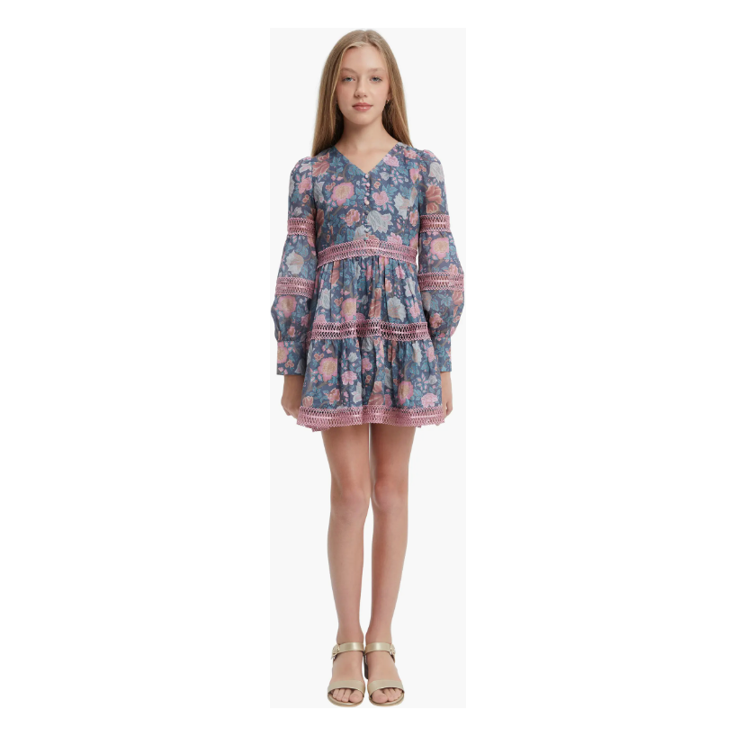 Carmina Floral Long Sleeve Party Dress