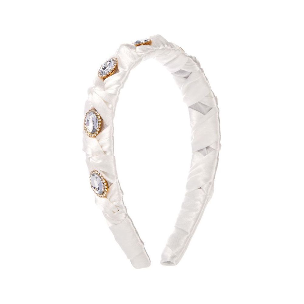 Satin Stone Headband - White