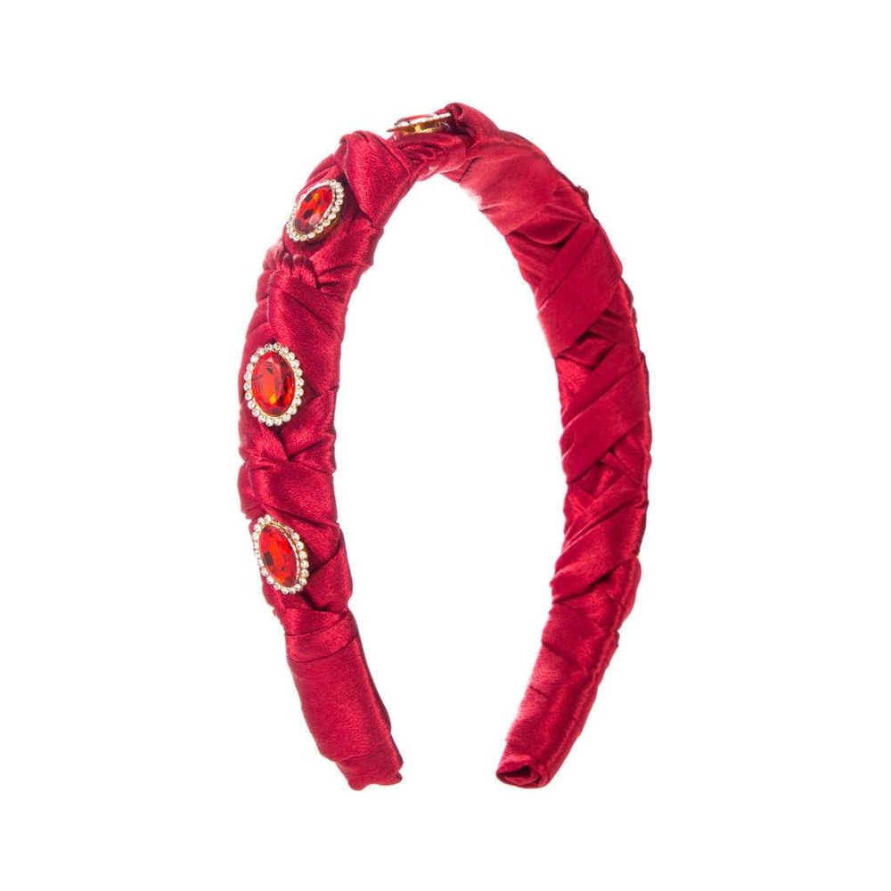 Satin Stone Headband - Red