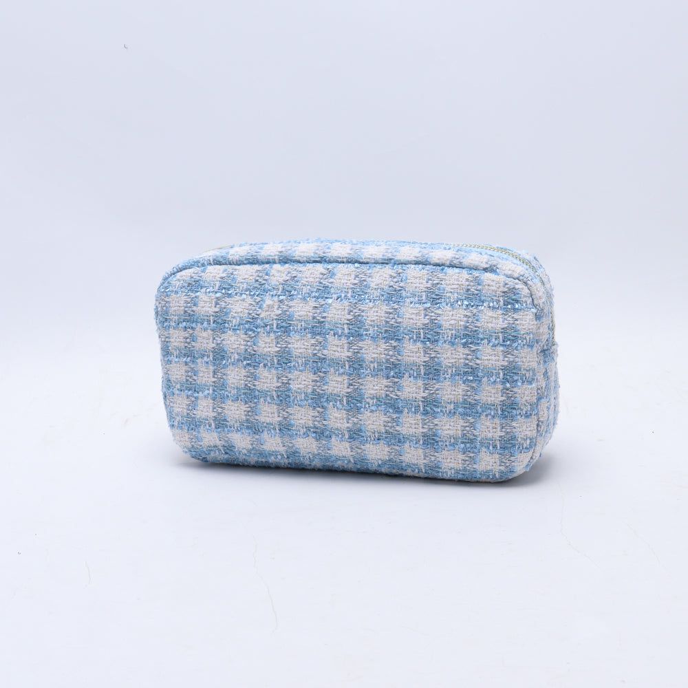 Small Light Blue Checkers Pouch