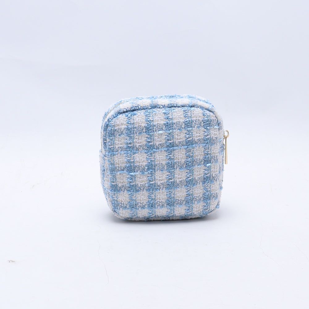 Mini Light Blue Checkers Pouch