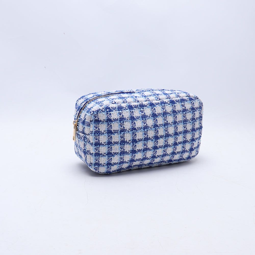 Medium Blue Checkers Pouch